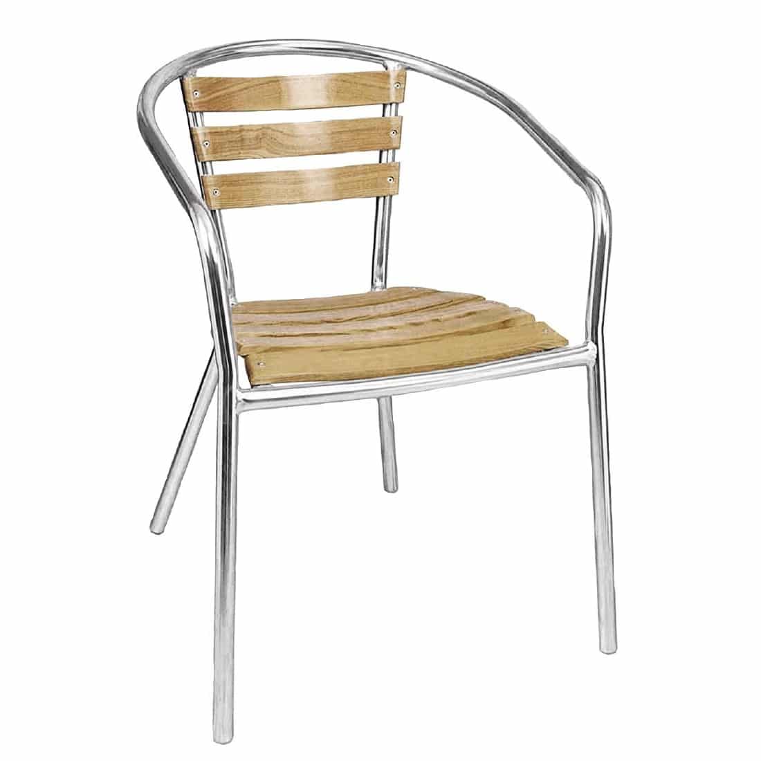 Bolero Aluminium and Ash Chairs (Pack of 4)