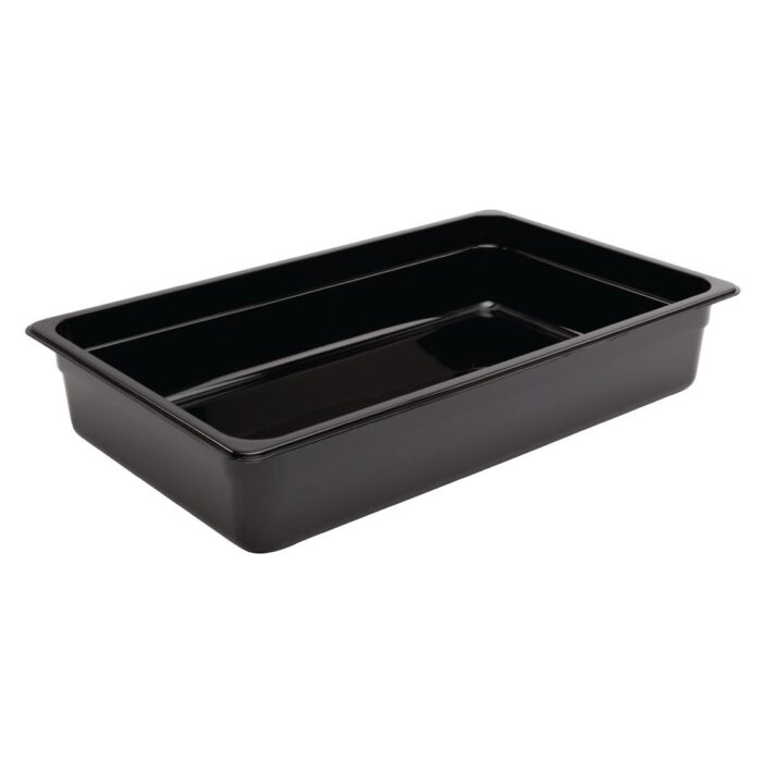 Vogue Polycarbonate 1/1 Gastronorm Container 100mm Black