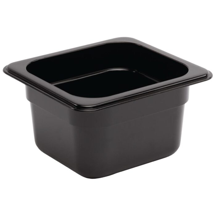 Vogue Polycarbonate 1/6 Gastronorm Container 100mm Black