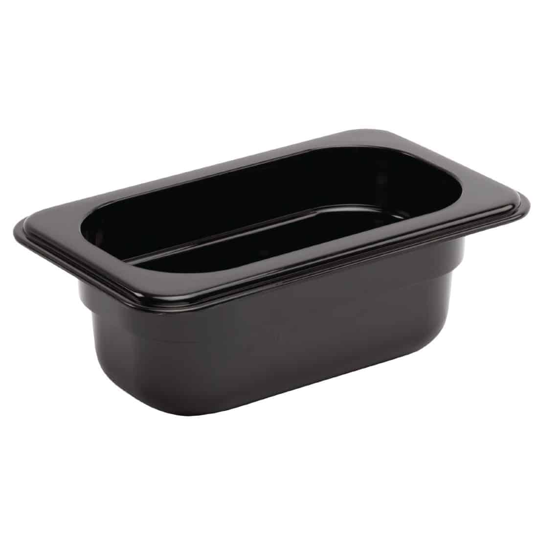 Vogue Polycarbonate 1/9 Gastronorm Container 65mm Black