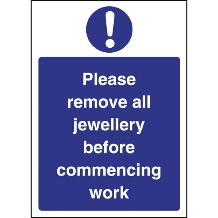 Remove Jewellery Sign