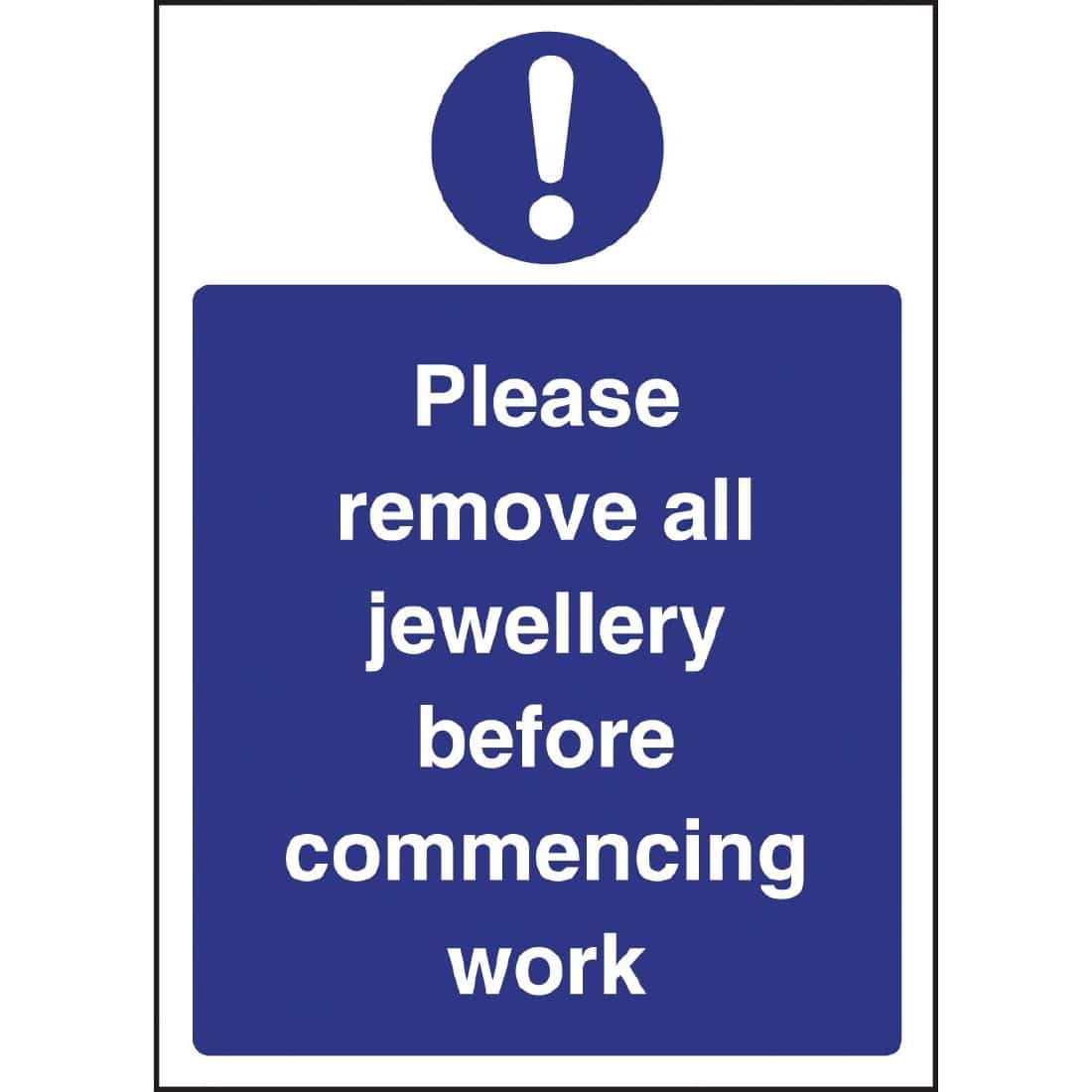 Remove Jewellery Sign