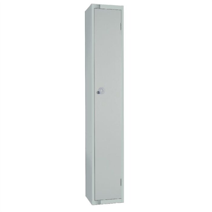 Elite Single Door Camlock Locker with Sloping Top Grey