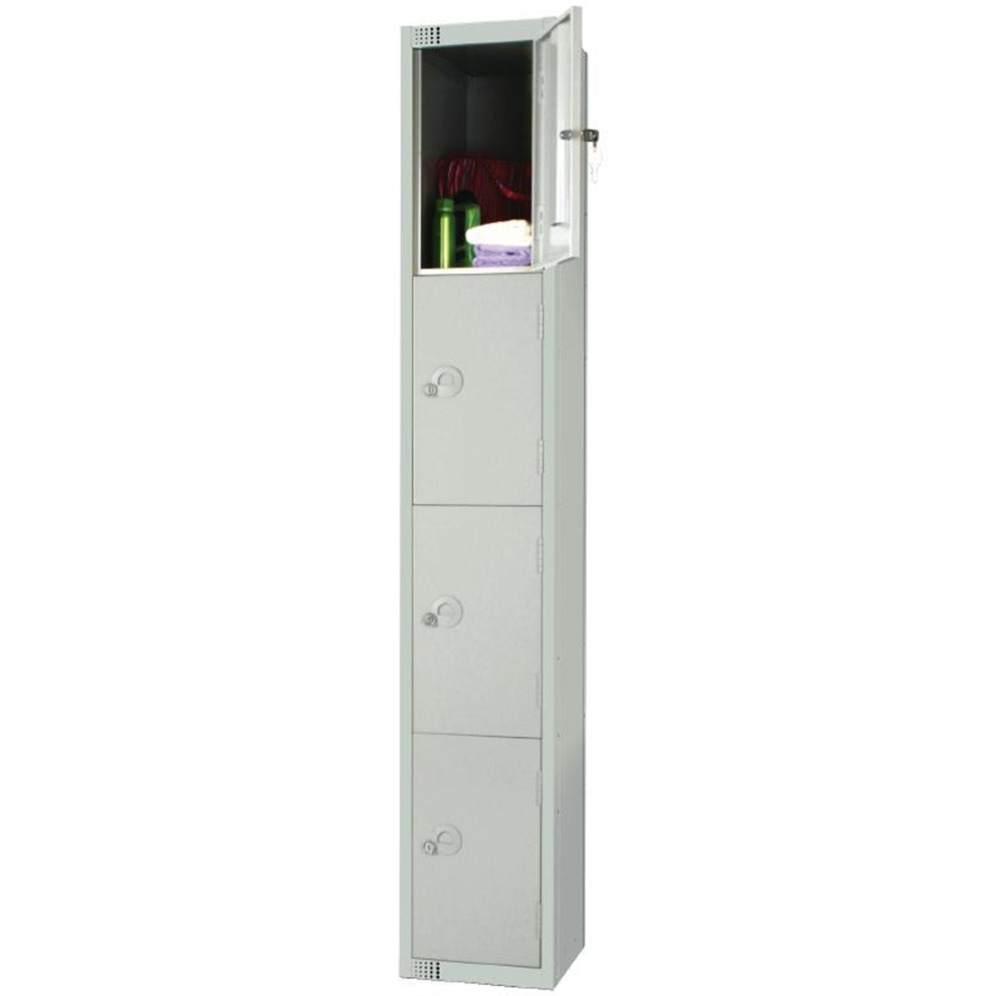 Elite Four Door Electronic Combination Locker with Sloping Top Grey