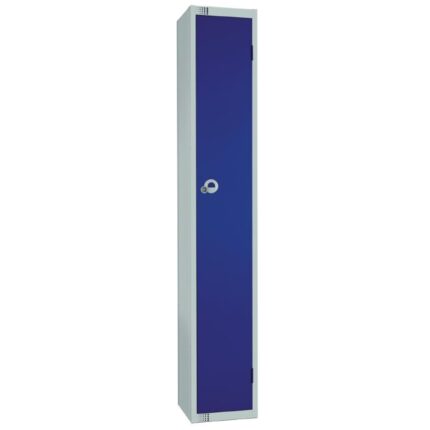 Elite Single Door Coin Return Locker with Sloping Top Blue