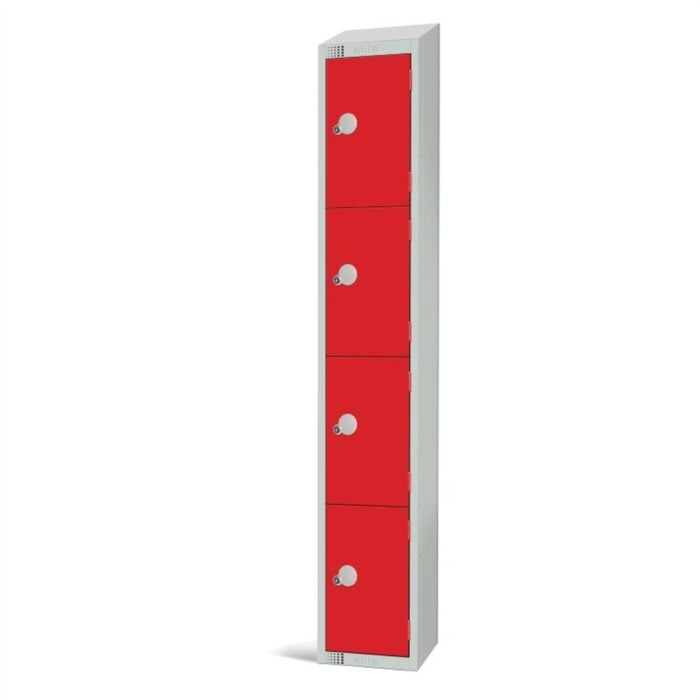 Elite Four Door Electronic Combination Locker with Sloping Top Red