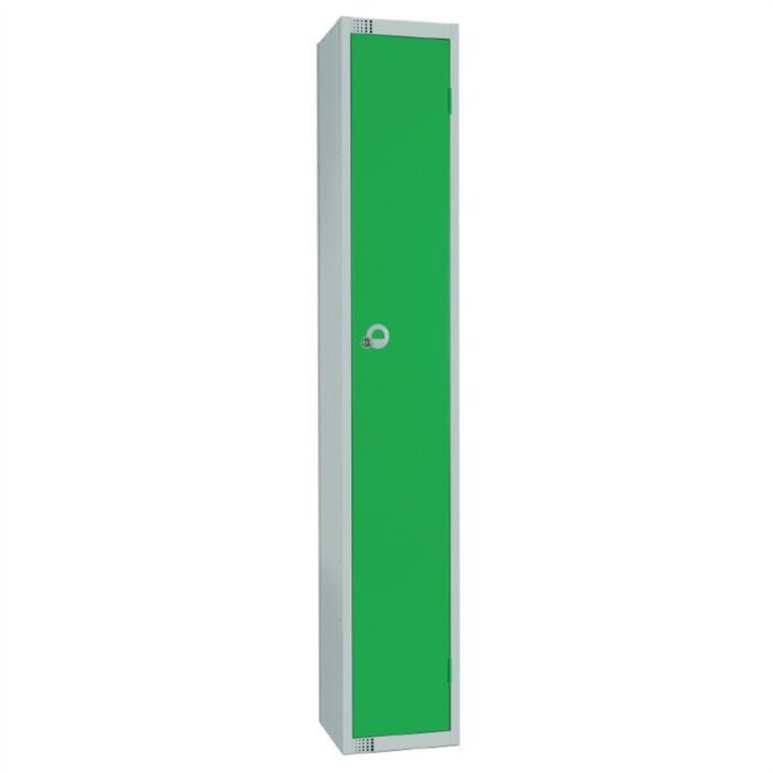 Elite Single Door Camlock Locker with Sloping Top Green