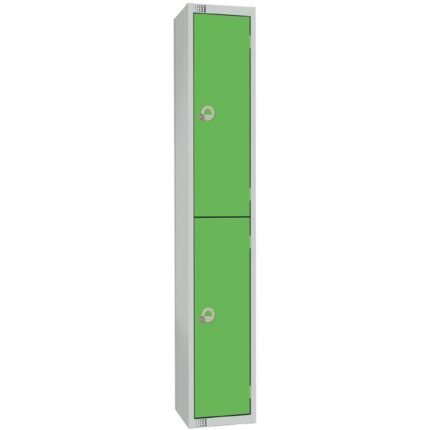 Elite Double Door Camlock Locker with Sloping Top Green