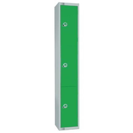 Elite Three Door Padlock Locker with Sloping Top Green
