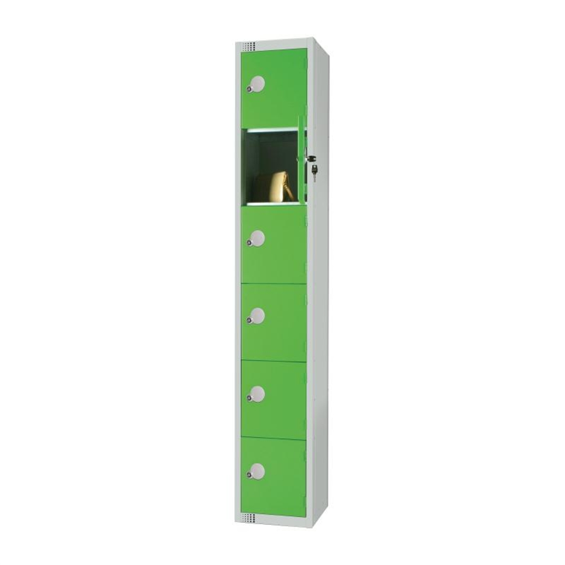 Elite Six Door Manual Combination Locker Locker Green with Sloping Top