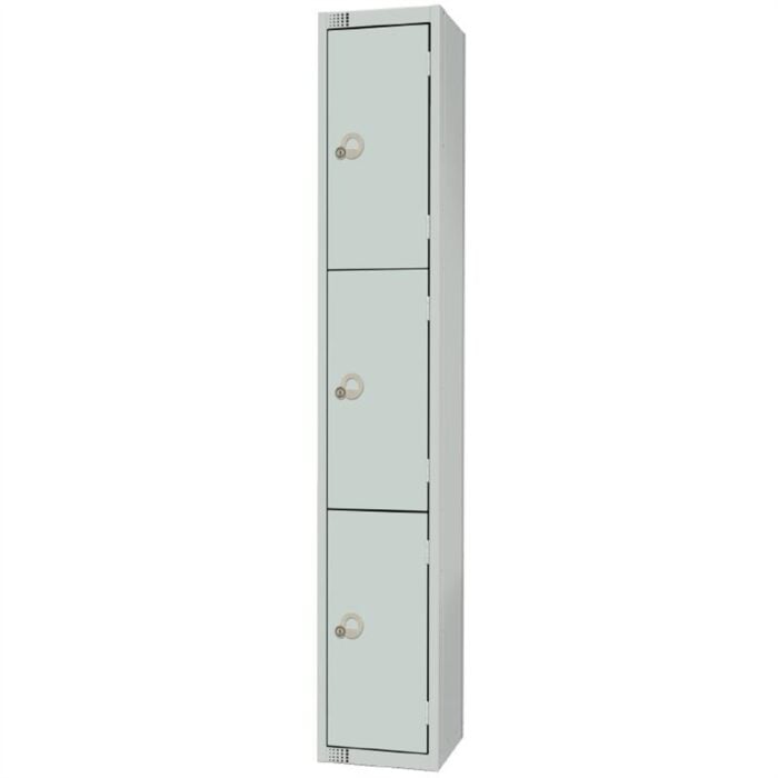 Elite Three Door Padlock Locker with Sloping Top Grey