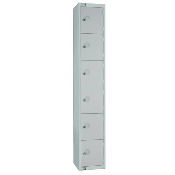 Elite Six Door Electronic Combination Locker with Sloping Top Grey