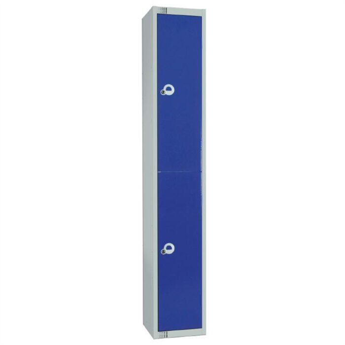 Elite Double Door Coin Return Locker with Sloping Top Graphite Blue