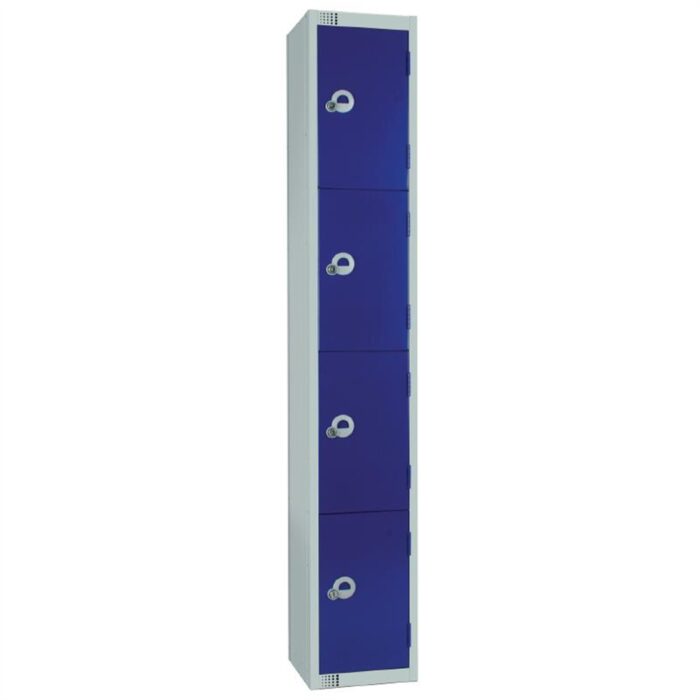 Elite Four Door Manual Combination Locker Locker Blue with Sloping Top