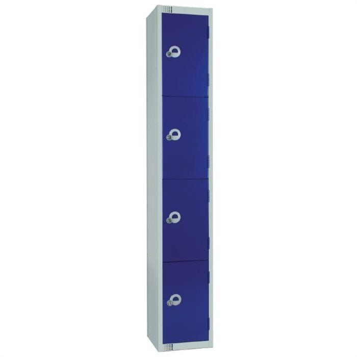 Elite Four Door Padlock Locker with Sloping Top Blue