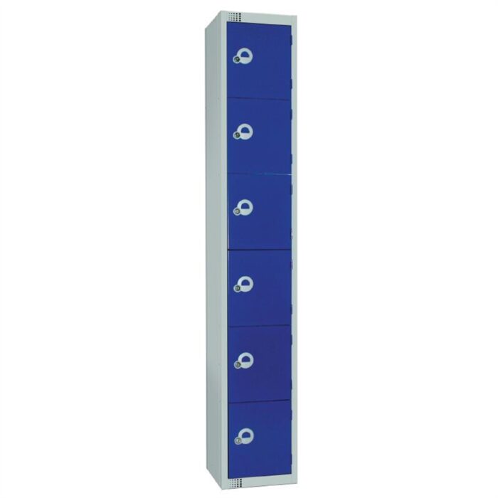Elite Six Door Manual Combination Locker Locker Blue with Sloping Top
