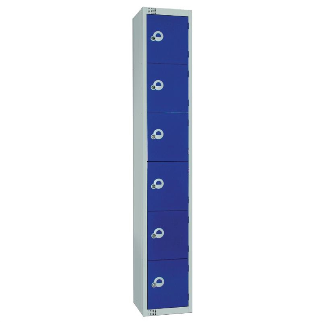 Elite Six Door Electronic Combination Locker with Sloping Top Blue