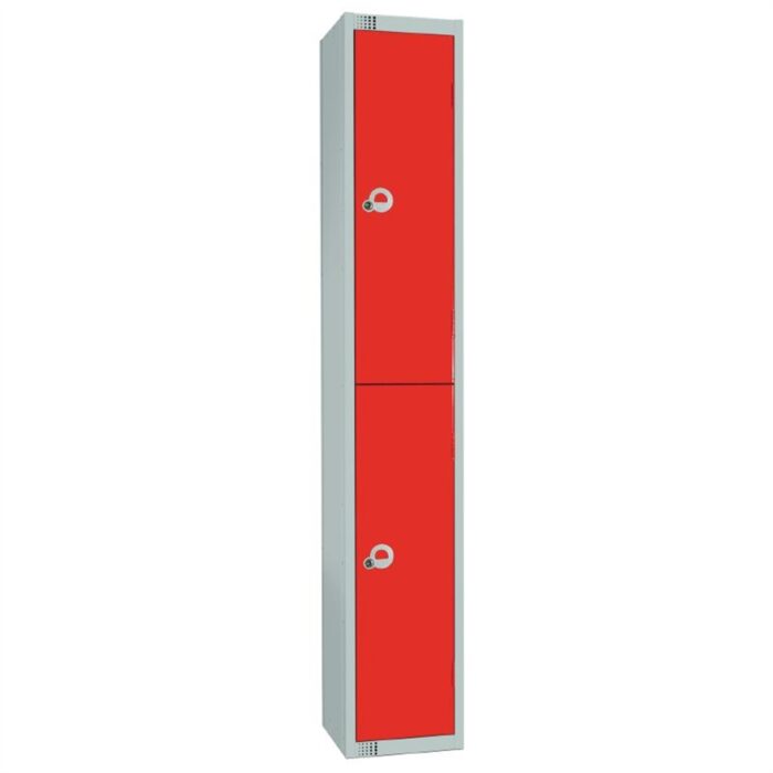 Elite Double Door Padlock Locker with Sloping Top Red