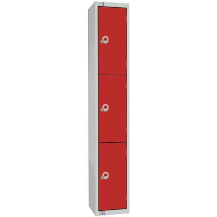Elite Four Door Electronic Combination Locker with Sloping Top Red