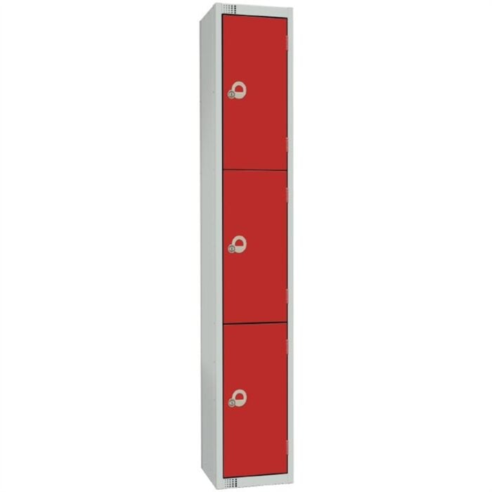 Elite Four Door Electronic Combination Locker with Sloping Top Red