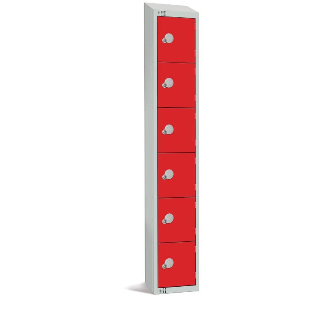 Elite Six Door Electronic Combination Locker with Sloping Top Red