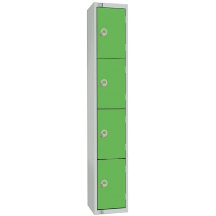 Elite Four Door Coin Return Locker with Sloping Top Green