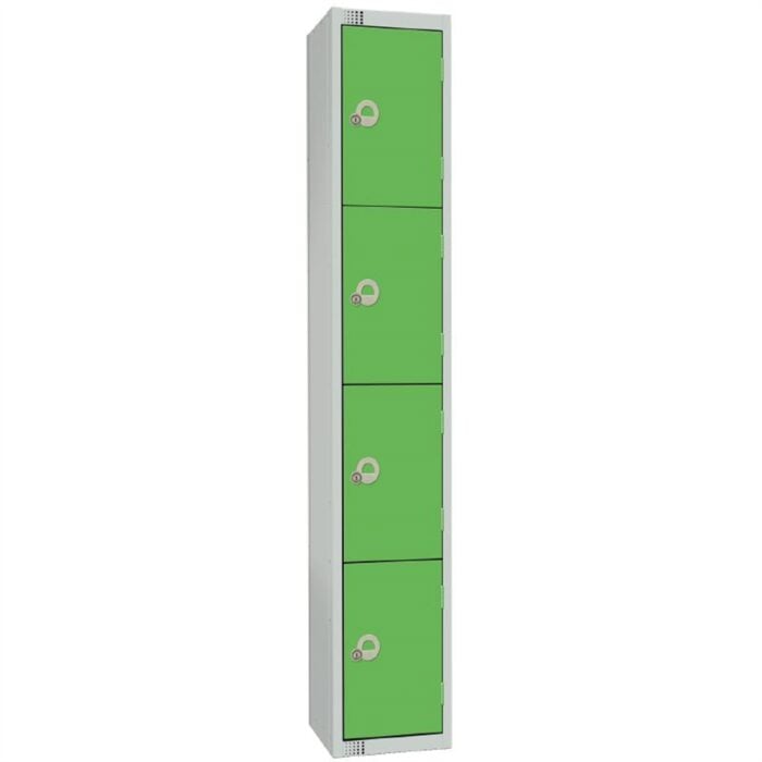 Elite Four Door Coin Return Locker with Sloping Top Green