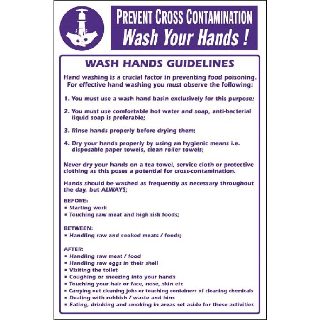 Vogue Prevent Cross Contamination Wash Hands Sign