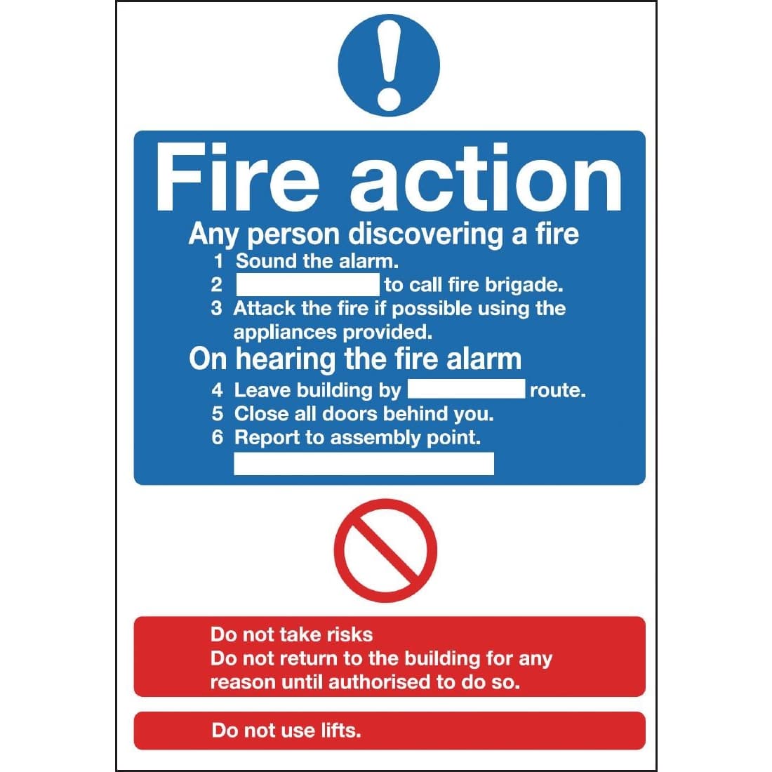 Fire Action Sign