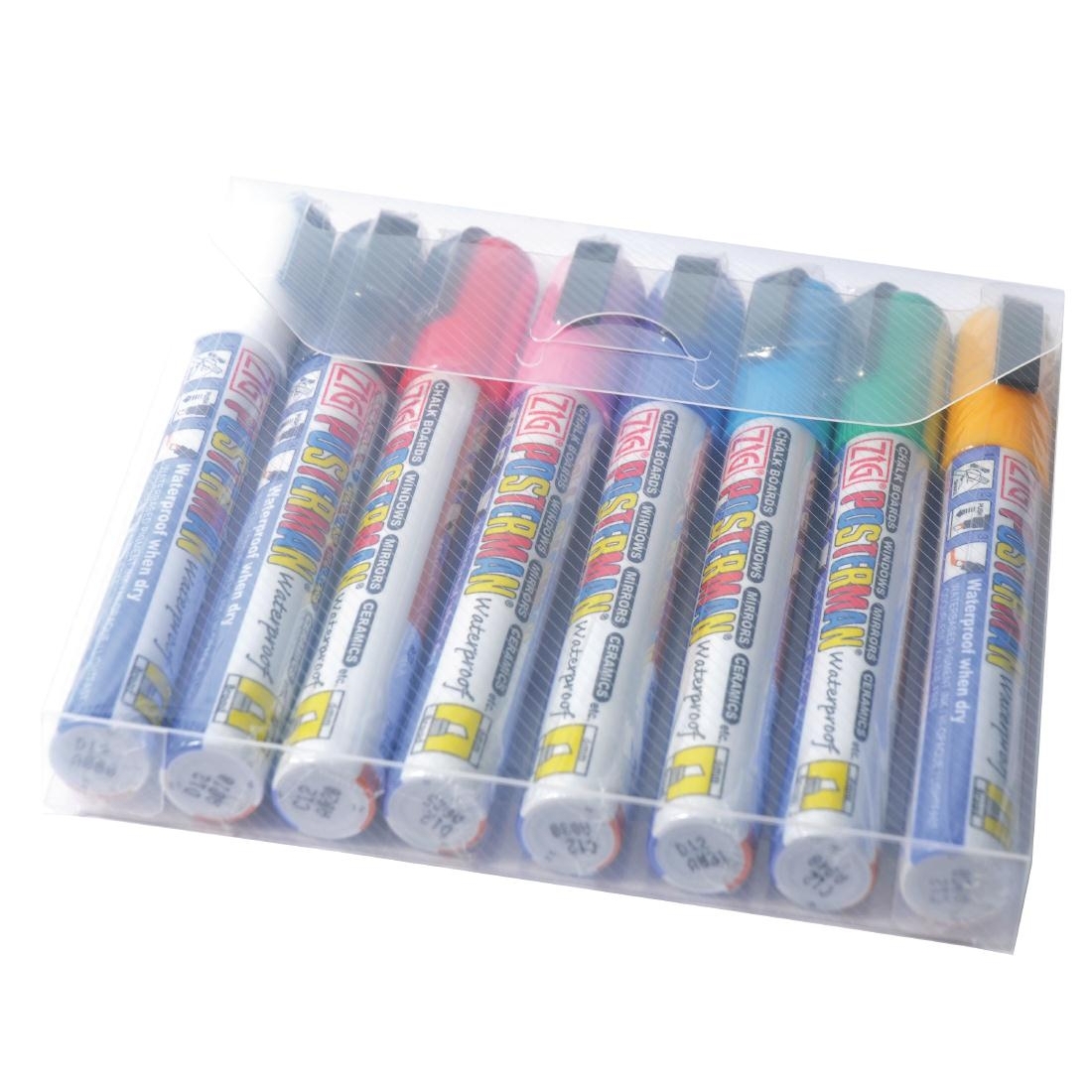 Set of 8 Securit Posterman 15mm All Weather Marker Assorted Colours