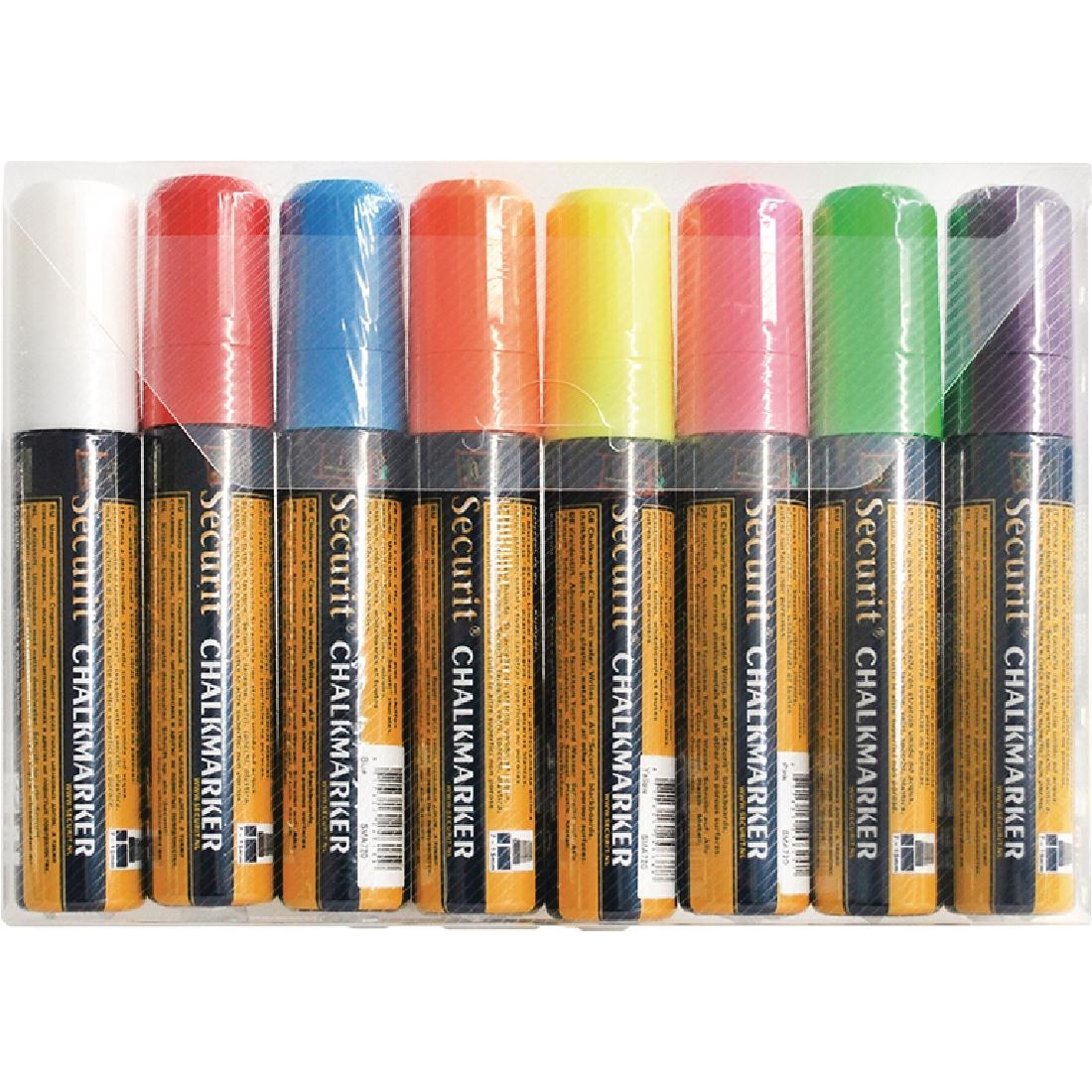 Set of 8 Securit Chalkmaster 15mm Liquid Chalk Pens Assorted Colours