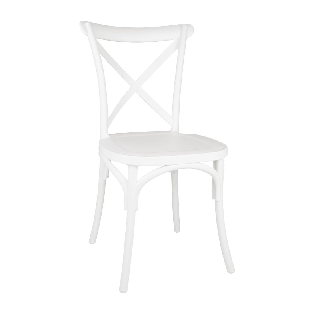 Bolero Polypropylene Cross Back Side Chair White (Pack of 4)