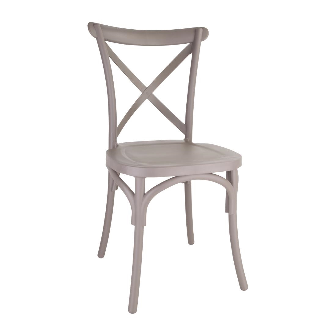 Bolero Polypropylene Cross Back Side Chair Cappuccino (Pack of 4)