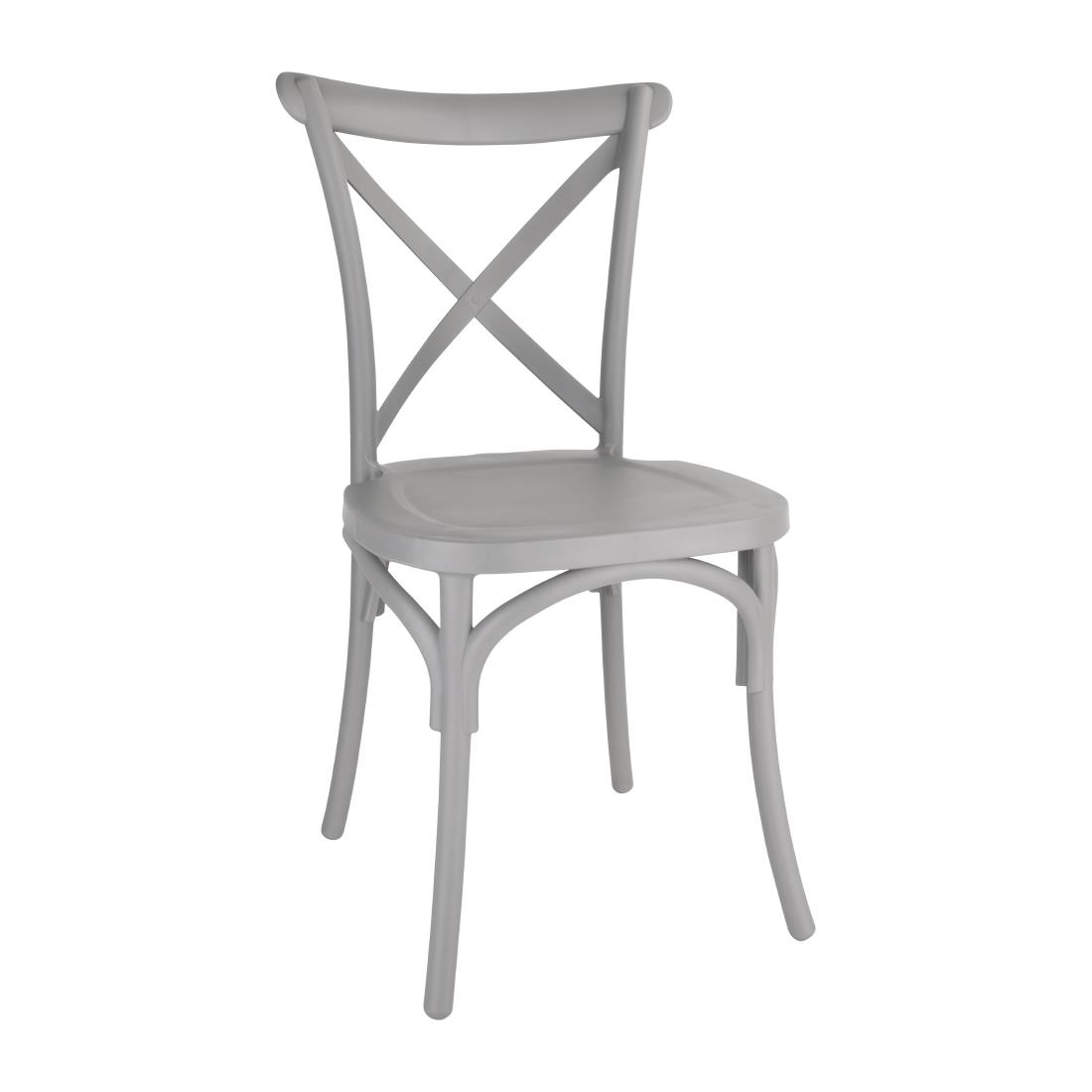 Bolero Polypropylene Cross Back Side Chair Grey (Pack of 4)