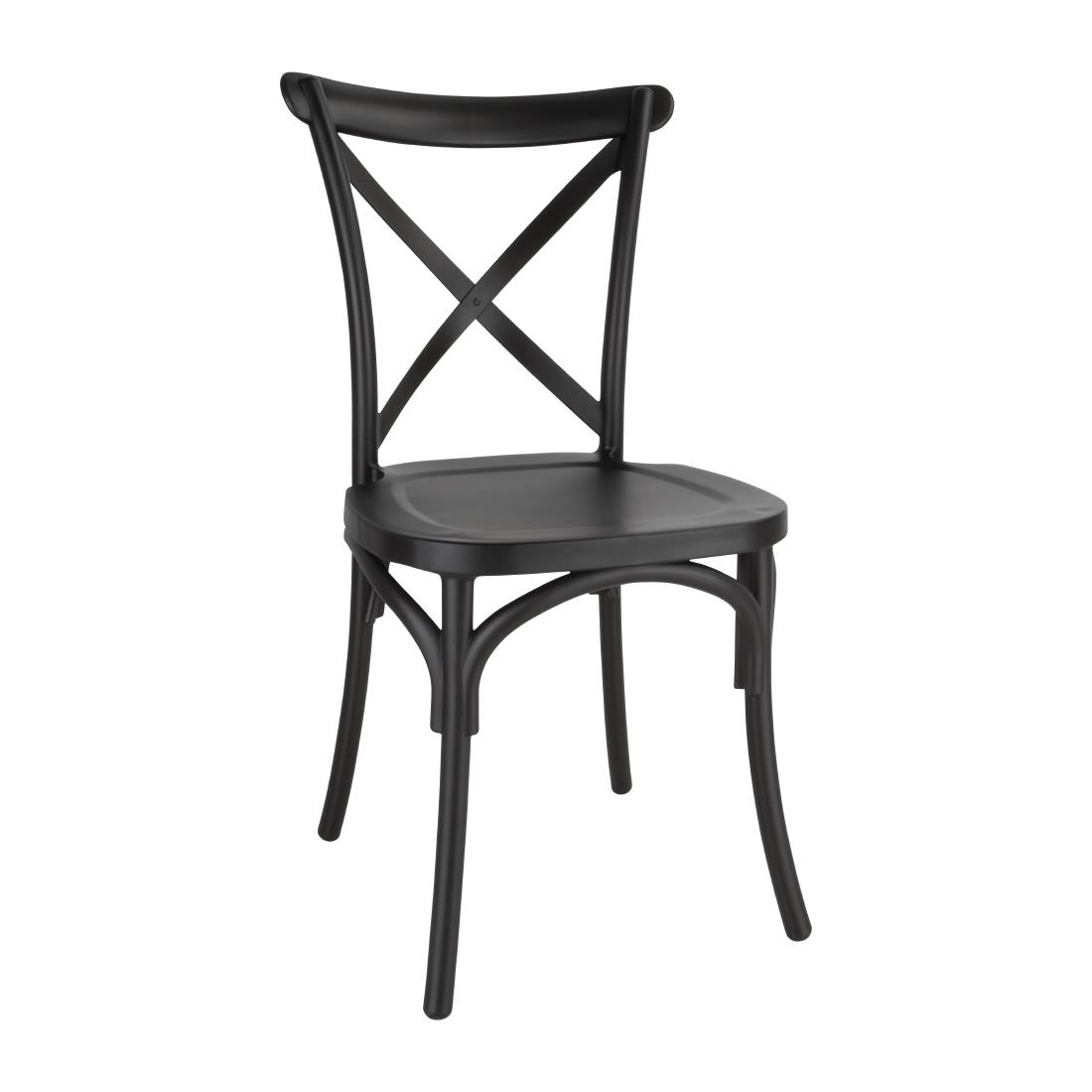 Bolero Polypropylene Cross Back Side Chair Black (Pack of 4)
