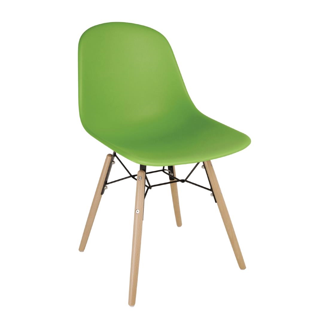 Bolero PP Moulded Side Chair Green with Spindle Legs (Pack of 2)