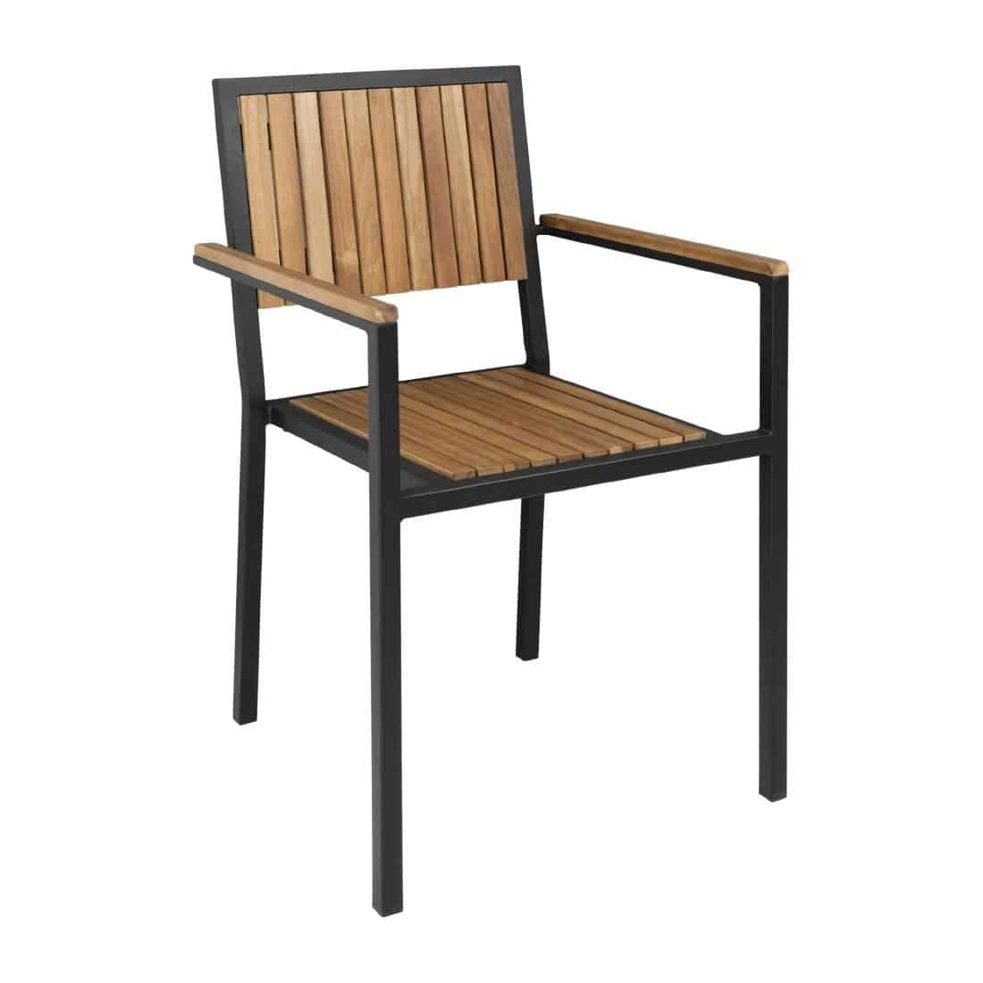 DS151 - Bolero Steel & Acacia ArmChair (Pack 4)