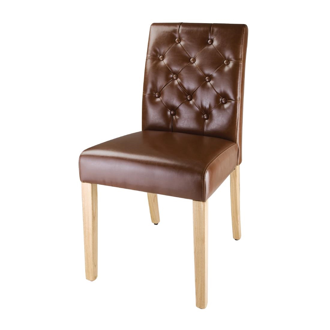 Bolero Chiswick Button Dining Chairs Tan Leather (Pack of 2)