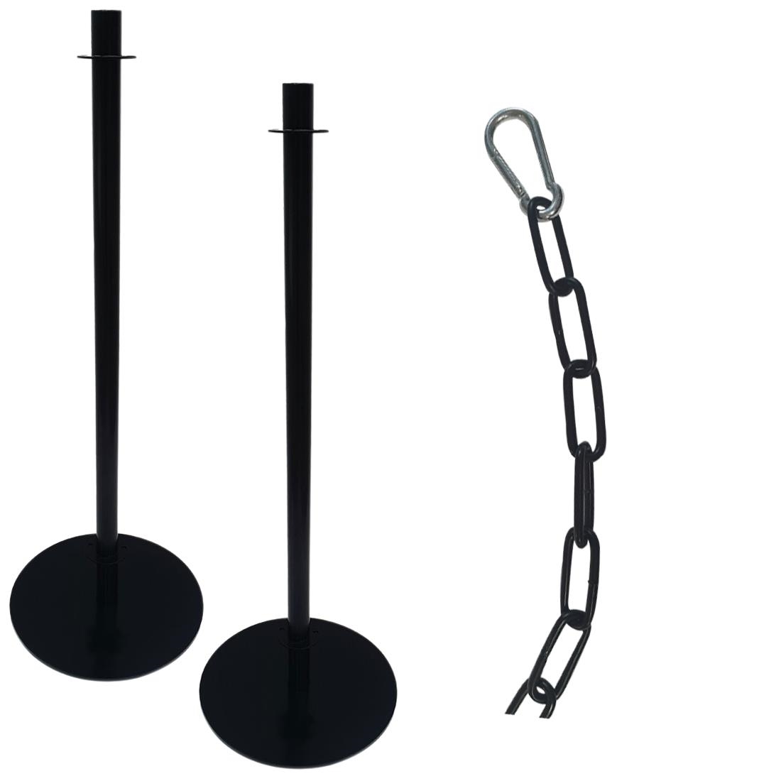 Special Offer Bolero 1.5m Black-Plated Barrier Chain and Barrier Posts