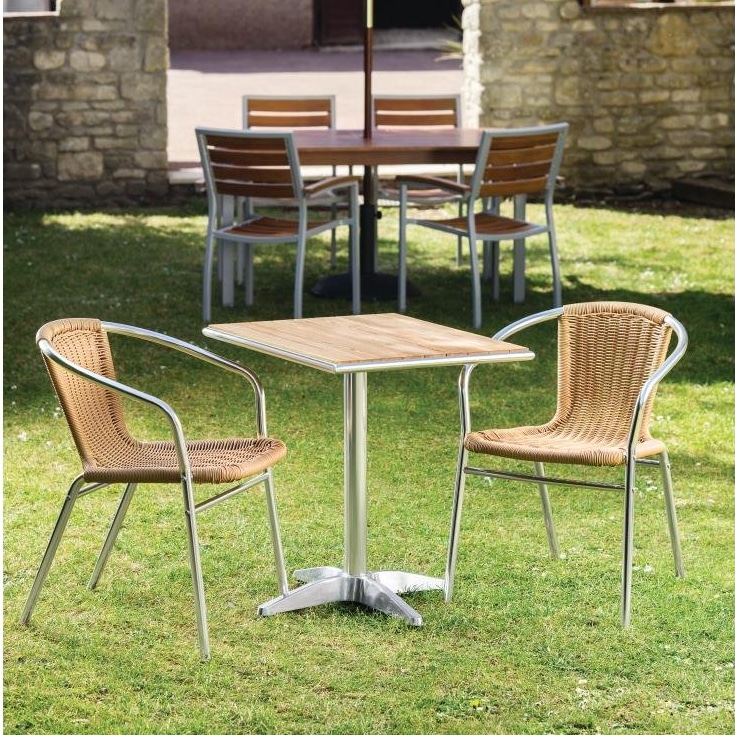 Bolero Aluminium and Natural Wicker Chair Pack of 4