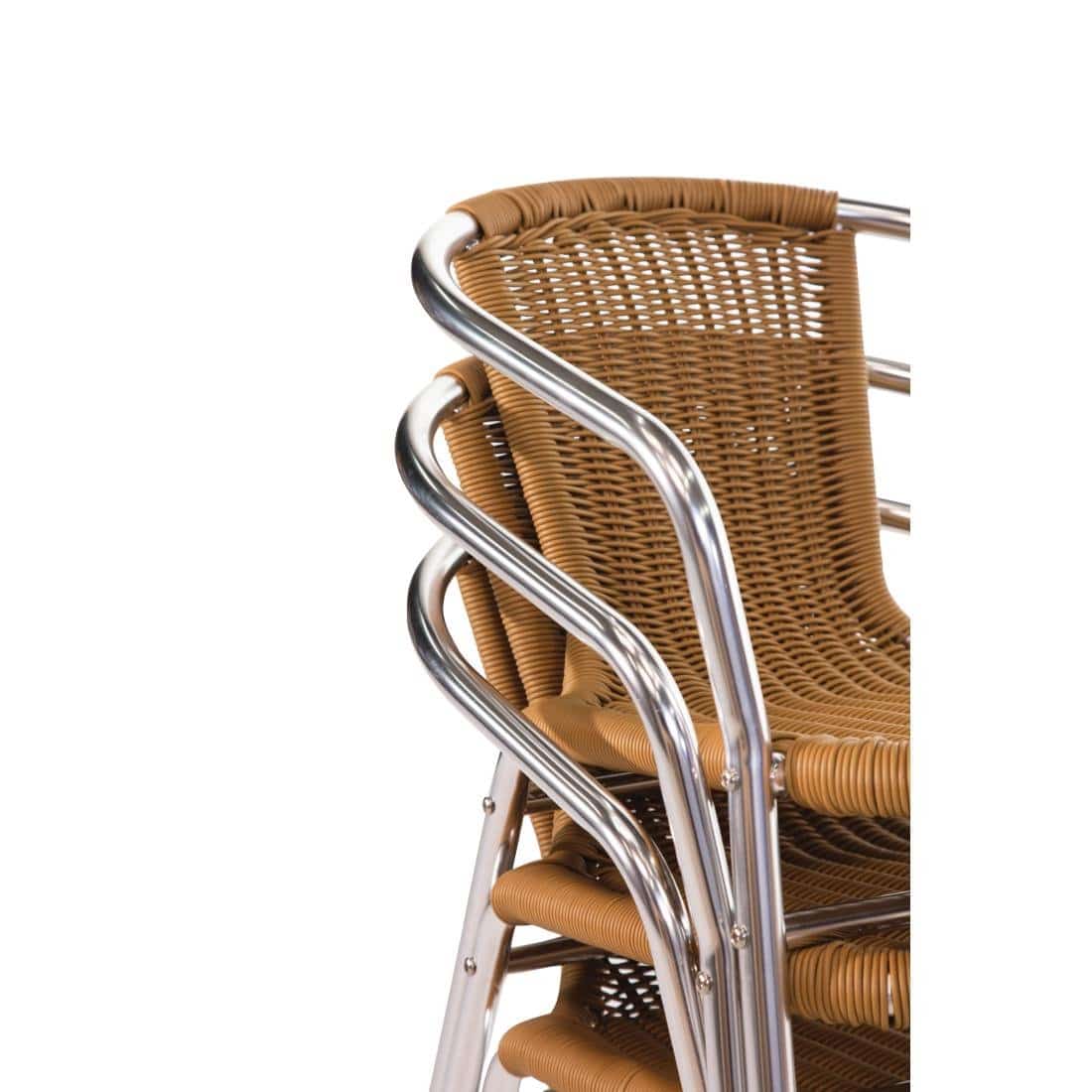 Bolero Aluminium and Natural Wicker Chair Pack of 4