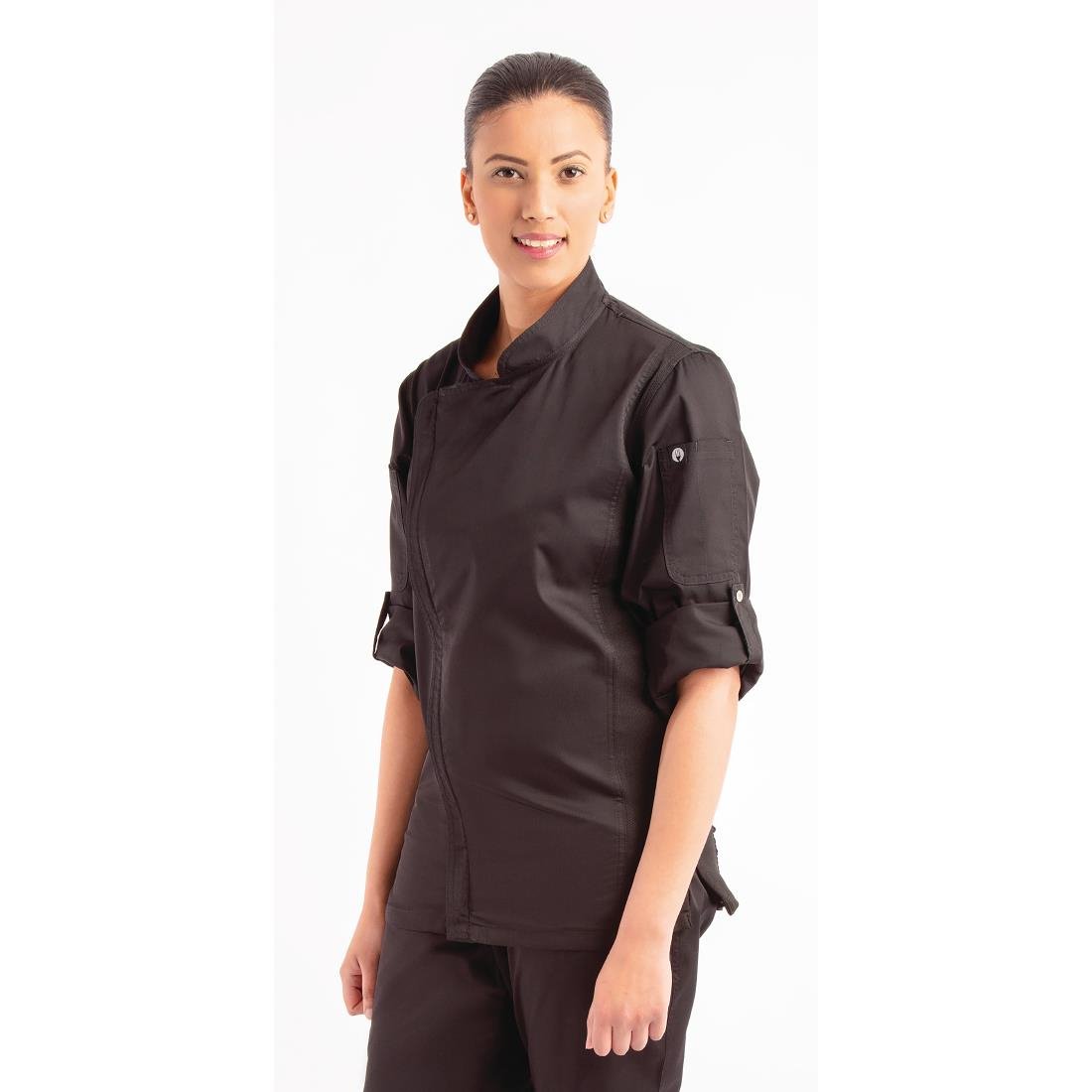 Chef Works Hartford Lightweight Zipper Black Unisex Chef Jacket