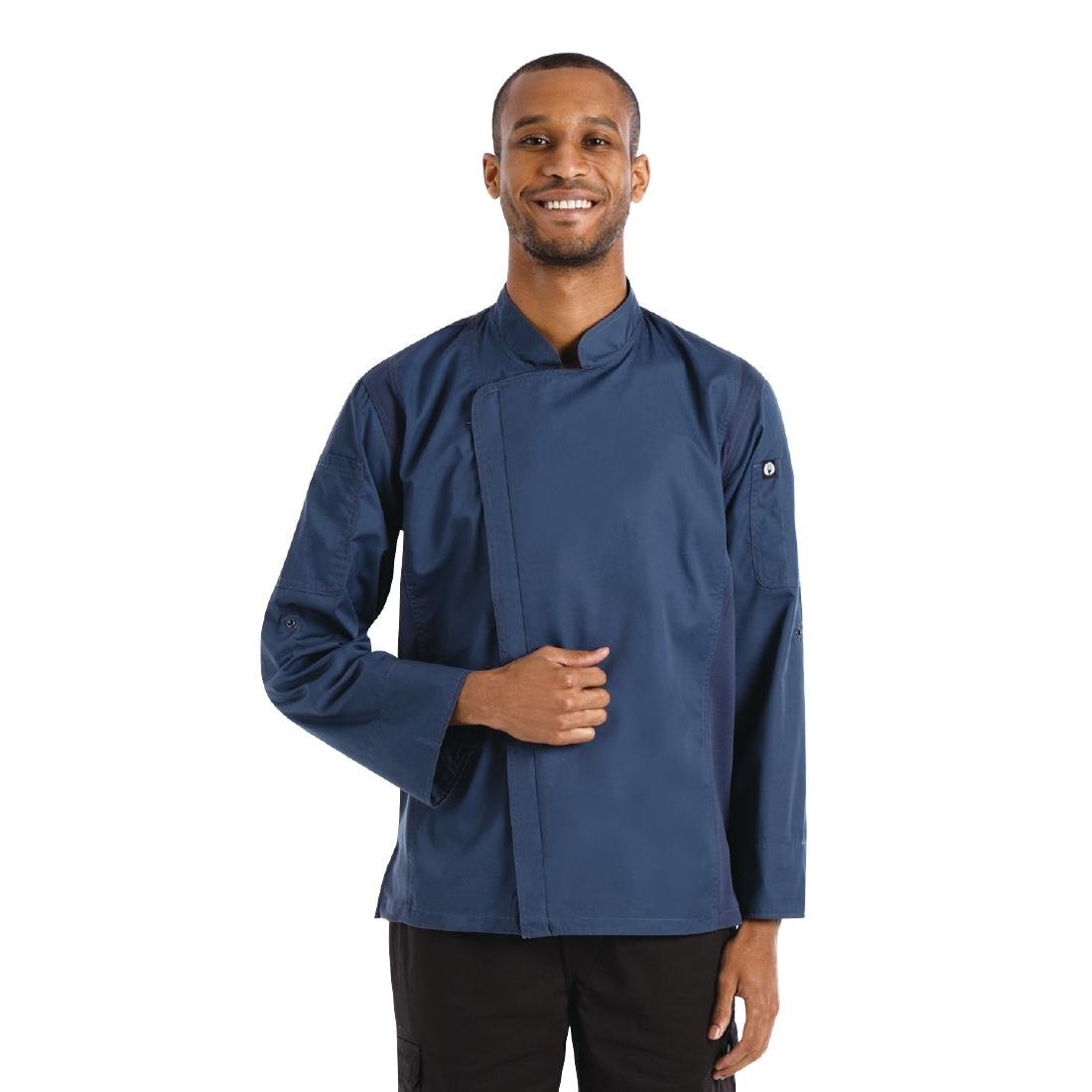 Chef Works Hartford Lightweight Zipper Blue Unisex Chef Jacket