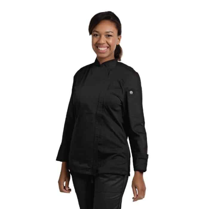 Chef Works Black Hartford Lightweight Zip Womens Chef Jacket