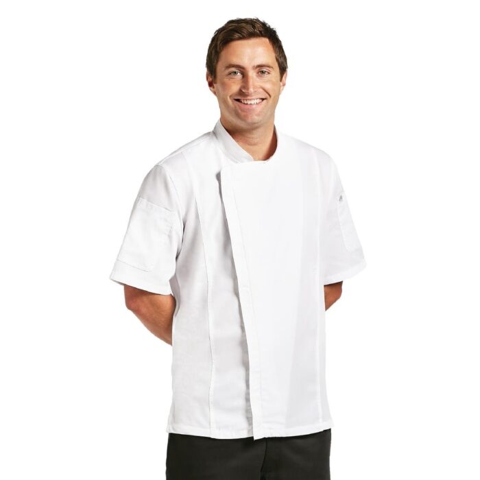 Chef Works Springfield Zipper White Mens Chefs Jacket