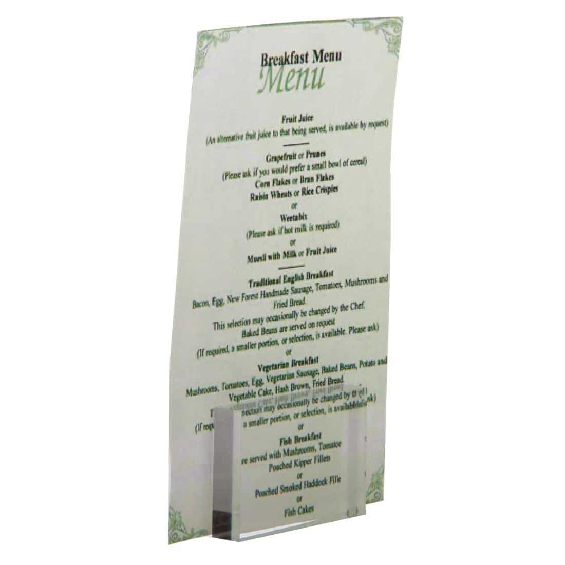 Clear block menu holder