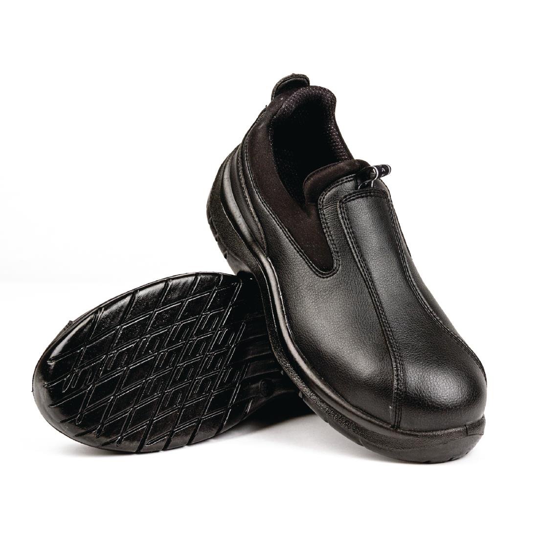 Lites Cushioned Black Slip On Safety Shoes