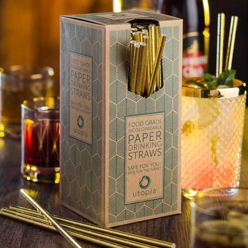 Biodegradable Paper Straws - Metallic