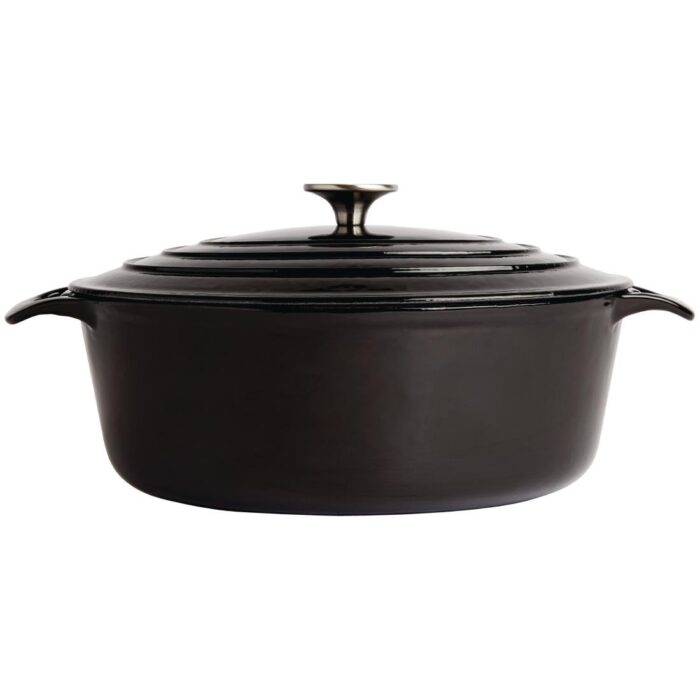 Vogue Black Oval Casserole Dish 5Ltr