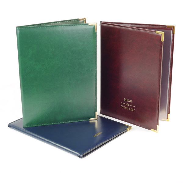 Stitched Hide Leather Menu Covers